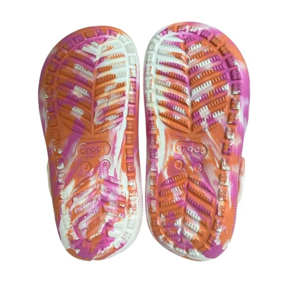 Crocs Girls Marbled Cutie Platform Clogs Size 2 NWOT Papaya Pink & Orange - Picture 14 of 14